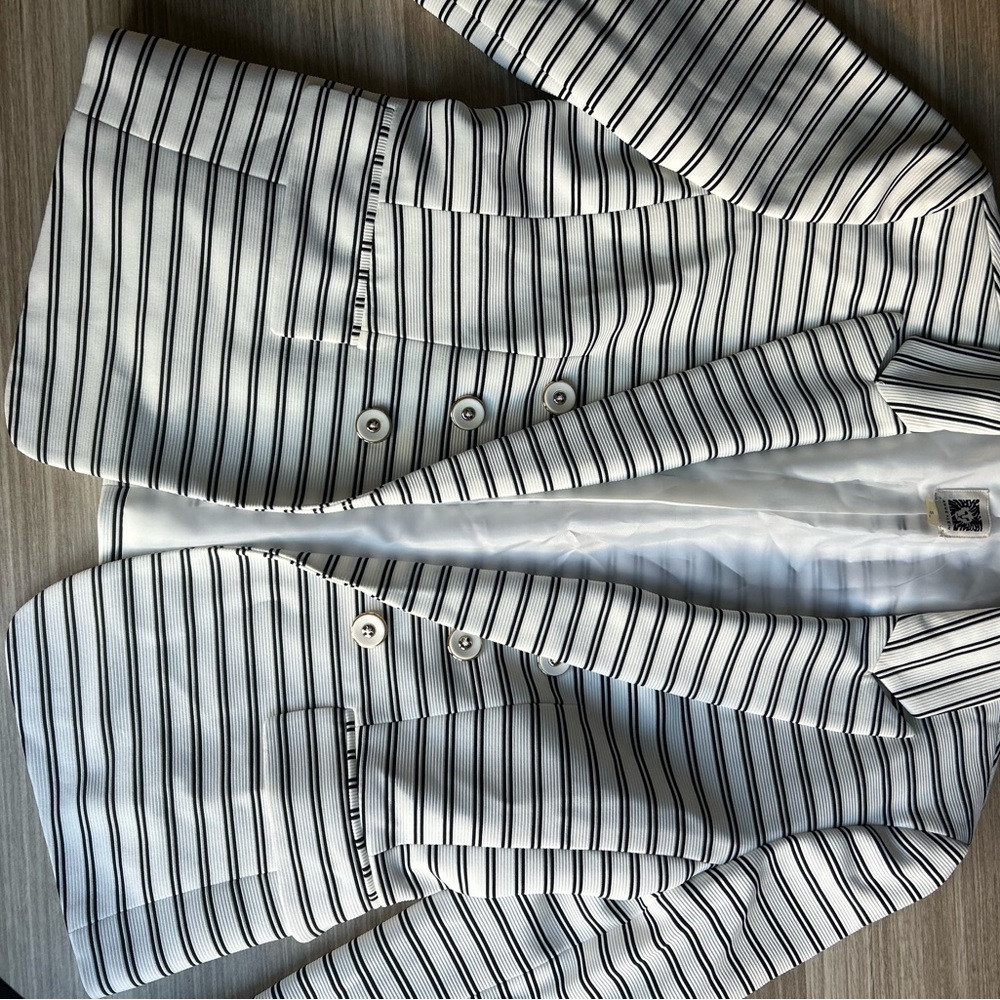 Anne Klein Black and White Striped Jacket